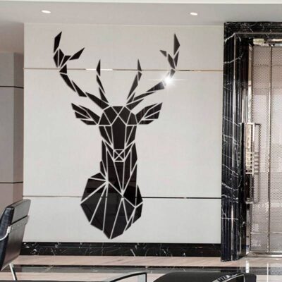 3D Deer Mirror Wall Sticker Bedroom Departments Entryway Living Room Mirrors Rooms