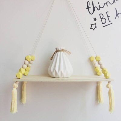 Wall Hanging Wooden Shelf with Beads