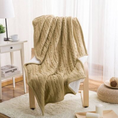 Wool Knitted Winter Throw Blanket