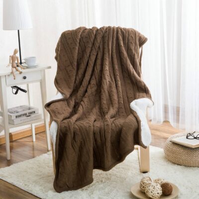 Wool Knitted Winter Throw Blanket