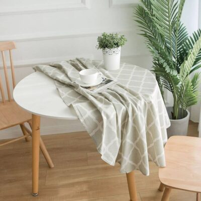 Cotton Linen Tablecloth for Round Dining Table