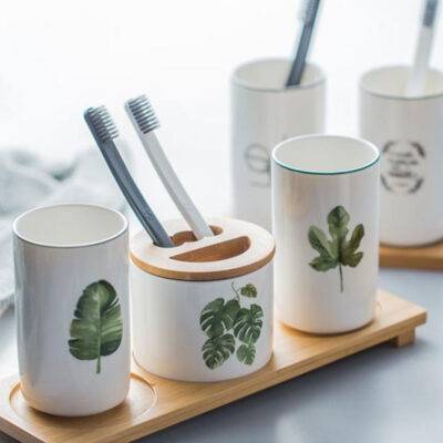 Nordic Ceramic Cups and Toothbrush Holder