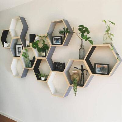 Nordic Style Wooden Hexagon Storage Shelf Bedroom Departments Entryway Kids Decor Living Room Rooms Shelves