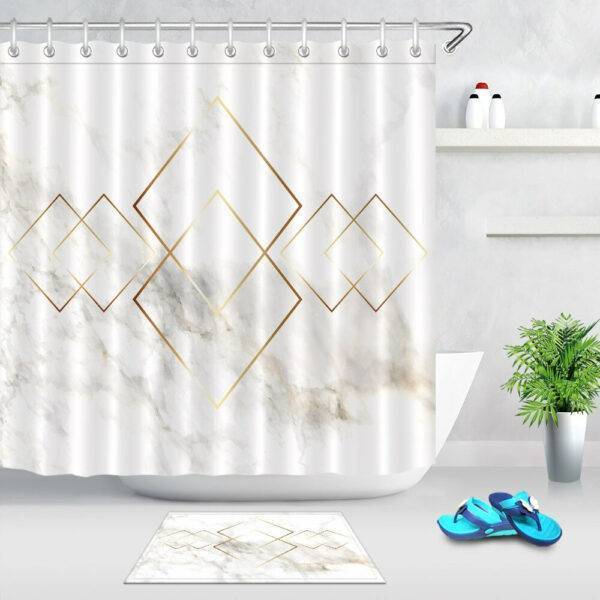Golden Geometry Shower Curtain & Bathroom Mat Bathroom Curtains Departments Rooms