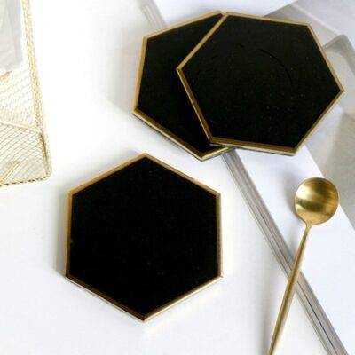 Nordic Hexagon Gold-plated Ceramic Placemat