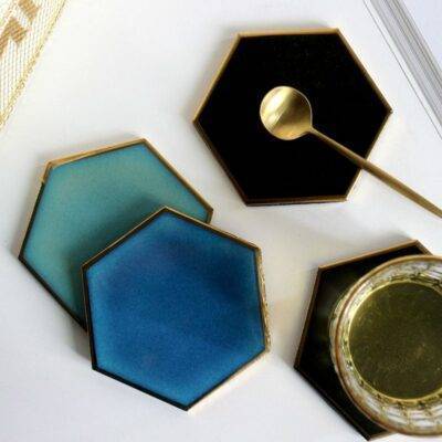 Nordic Hexagon Gold-plated Ceramic Placemat